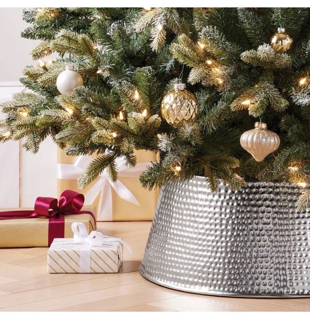 Wondershop Hammered Metal Christmas Tree Collar Silver -for 42”- 54” Tree